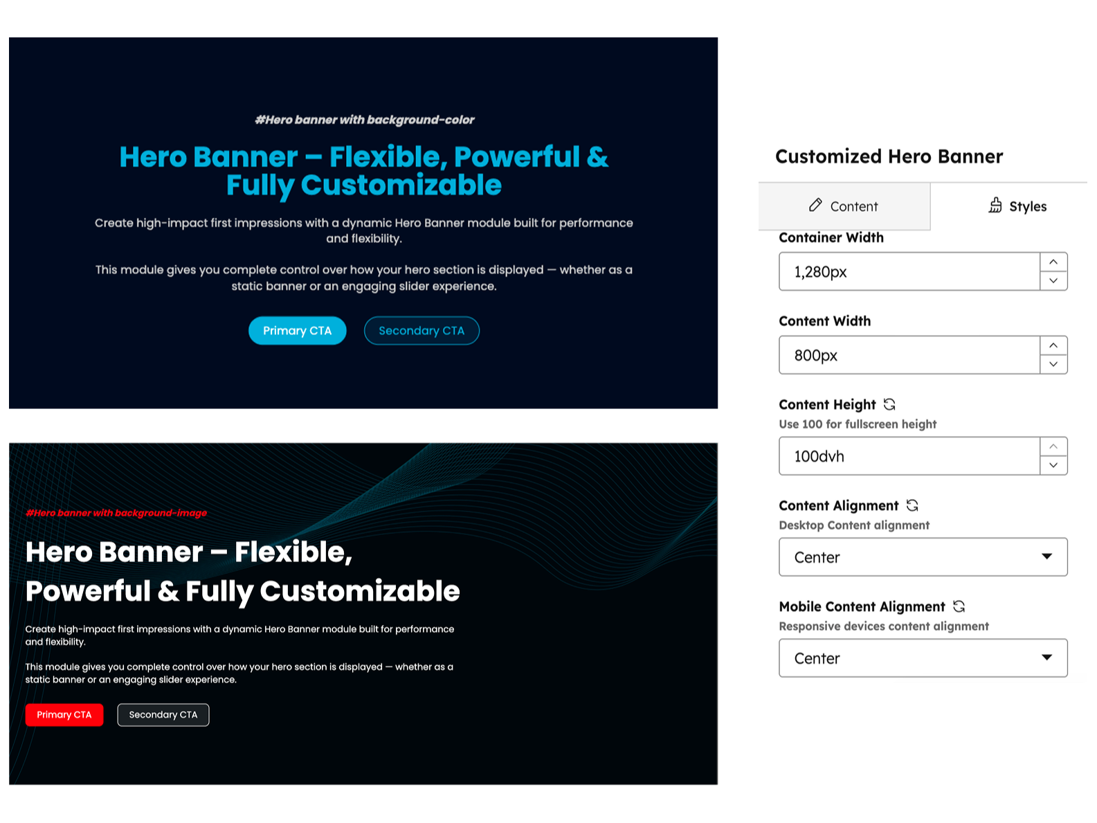 Various Customizations options to choose from