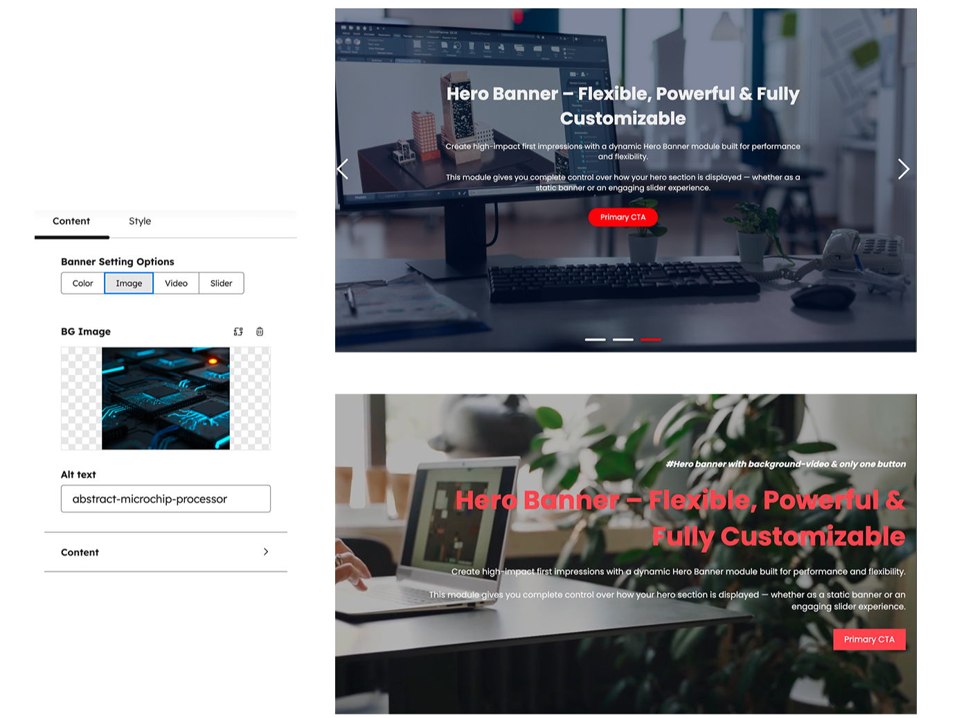Video and Slider Capabilities