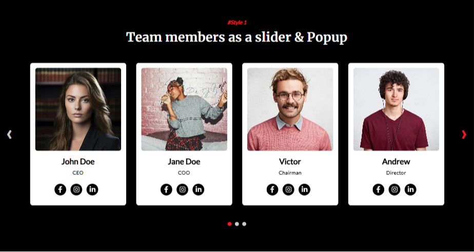 Team Members as a slider